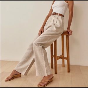 NEW Reformation Petites Sz 0P Vesta Linen Pant in Oatmeal